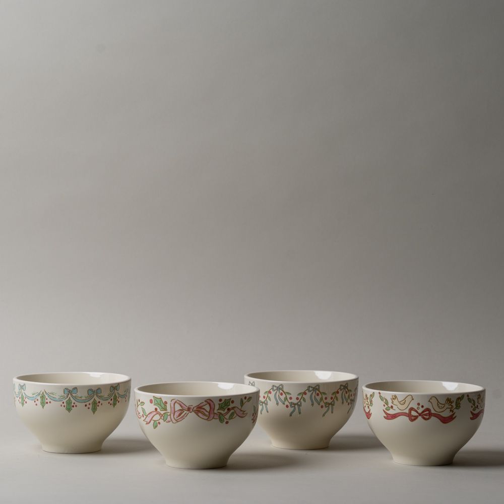 Stoneware Bowl with Bow Edge CHRISTMAS 2026 Creative Co-op (DYA)