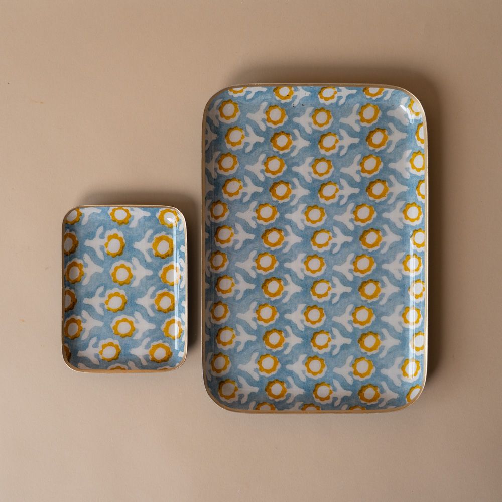 Sunflowers Enamelled Tray tray Bonheur du Jour (Faire)