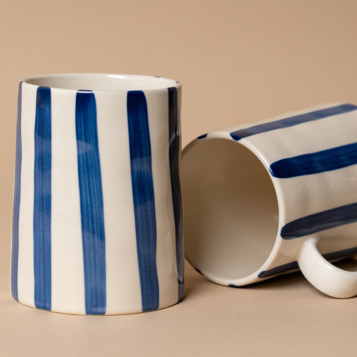 Hand-Painted Stripe Mug mug Creative Co-op (DYA)