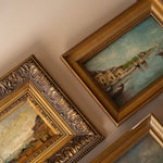 "Sleepy Seaside Village" Framed Antique Painting ARTWORK - vintage painting Hauer Market