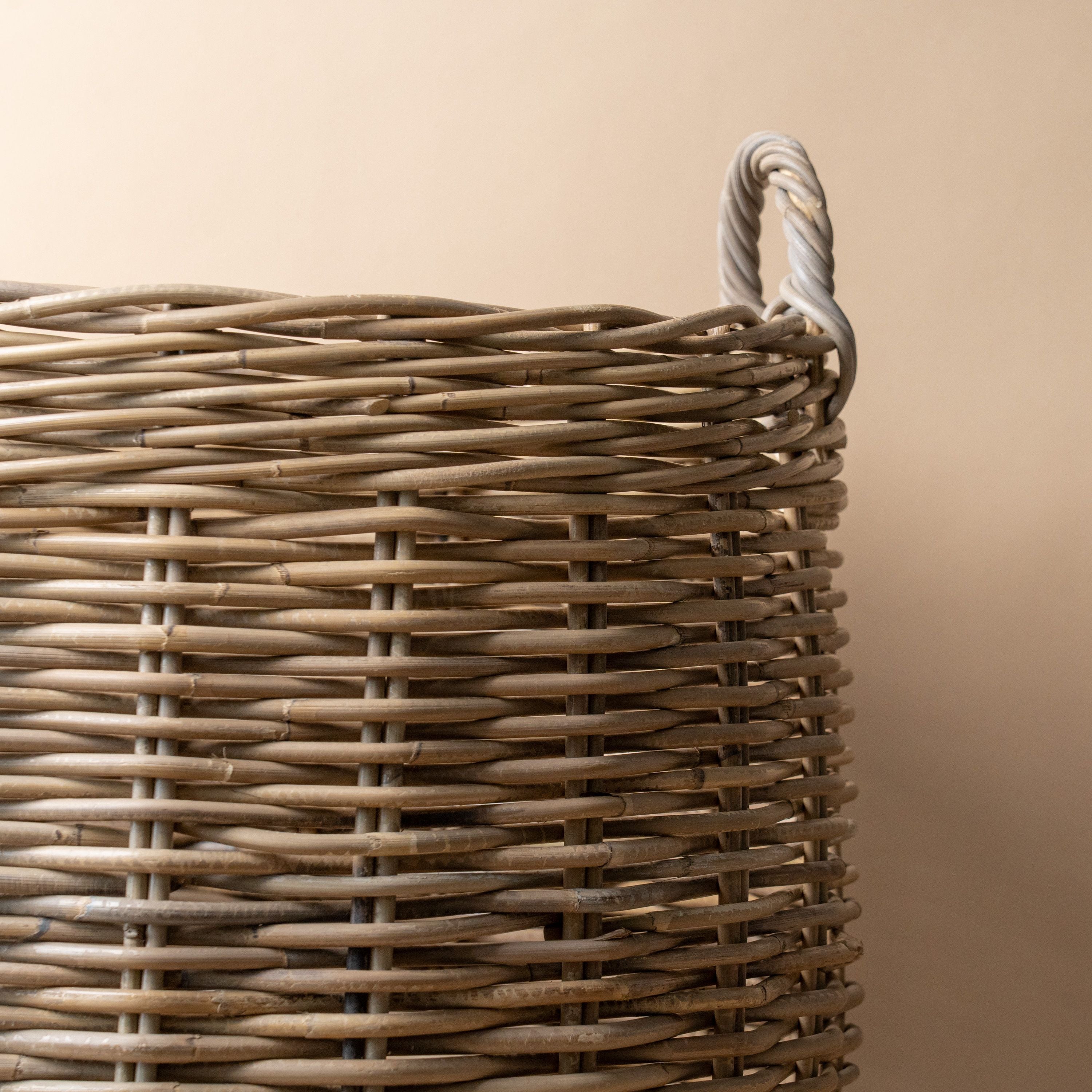 Round Rattan Basket with Handles basket Bacon Basketware (Faire)