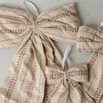 Beige Embroidery Stripe Bow Decorative Objects Luxe B Co (Faire)