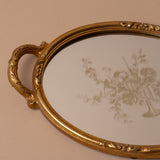 Antiqued Oval Floral Tray