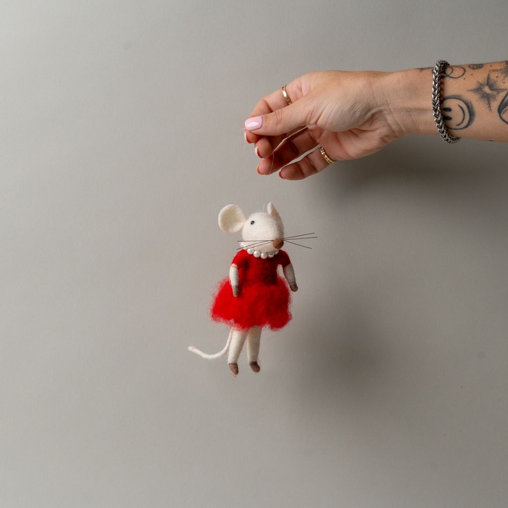 Red Dress Mouse Ornament CHRISTMAS 2025 Abbott Collection