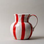 Red Stripe Stoneware Pitcher CHRISTMAS 2025 Creative Co-op (DYA)
