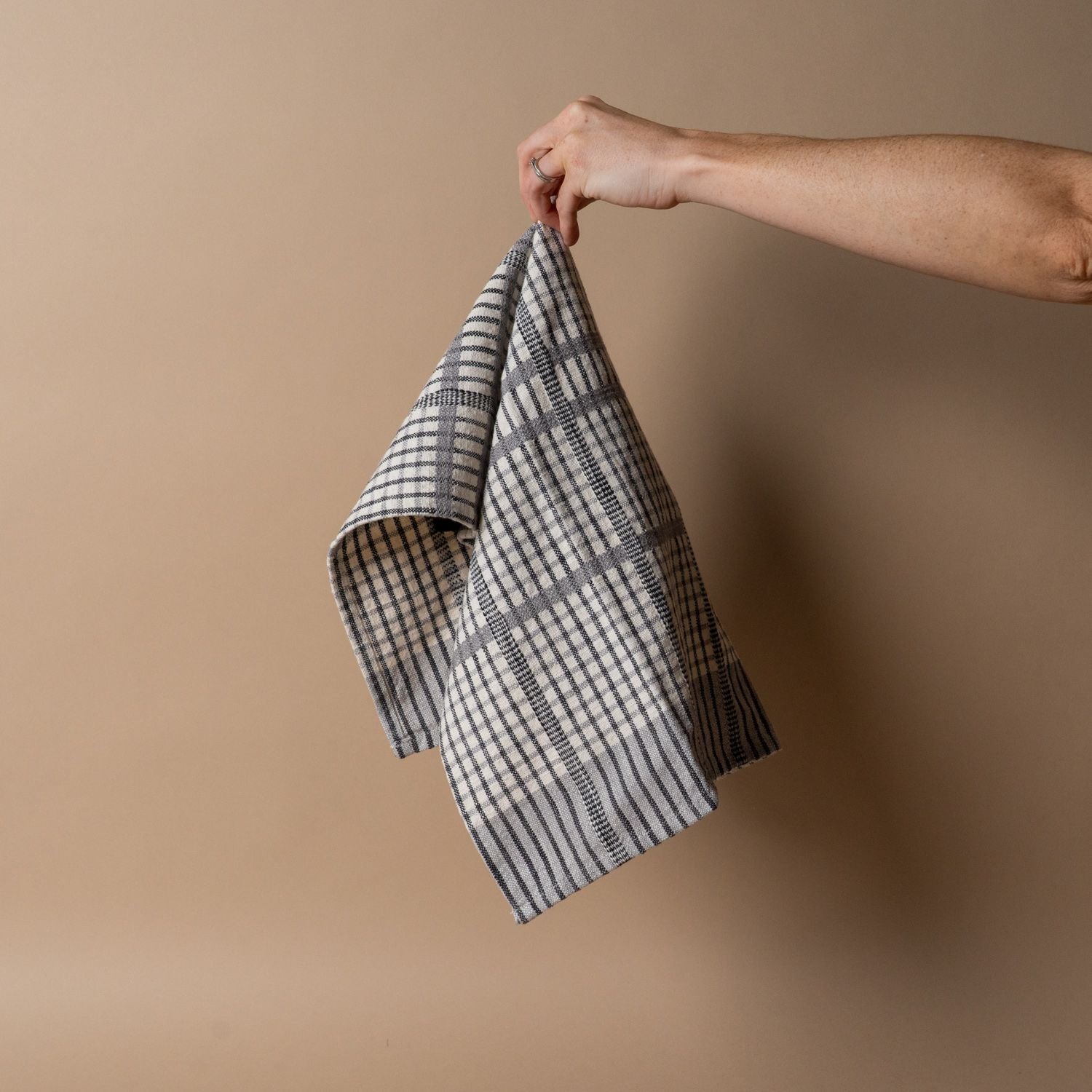 Cotton Check Dish Towel - Pewter kitchen towel DANICA (Faire)