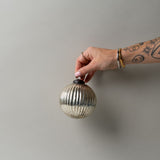 Silver Ribbed Ball Ornament