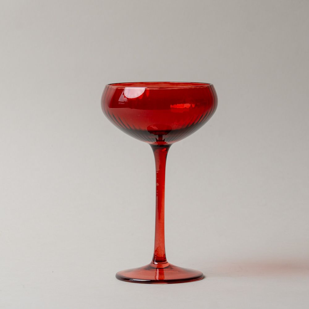 Fluted Stemmed Coupe Glass coupe glass Creative Co-op (DYA) Red