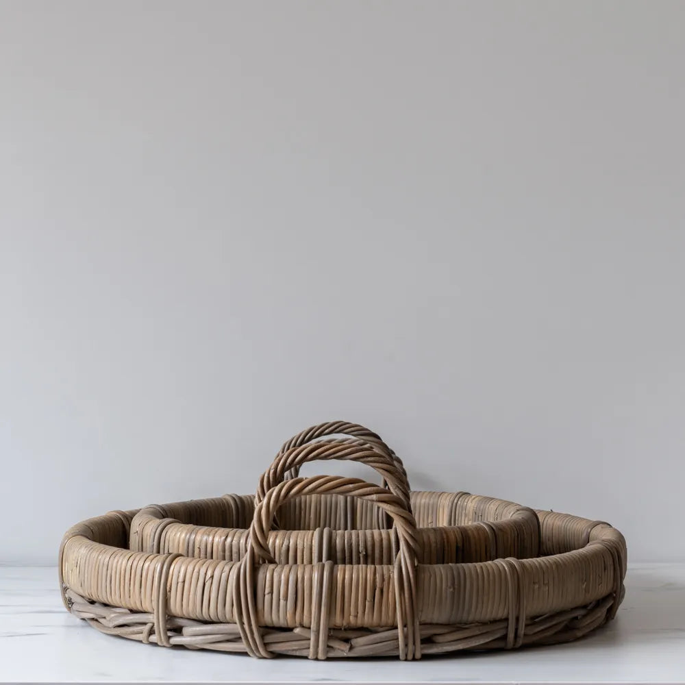 Roll Top Rattan Tray - Rug & Weave