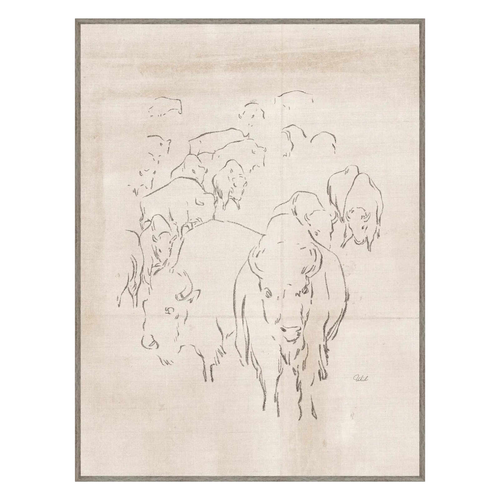 "Herd of Buffalo" Framed Art Print ARTWORK - framed print Celadon Art