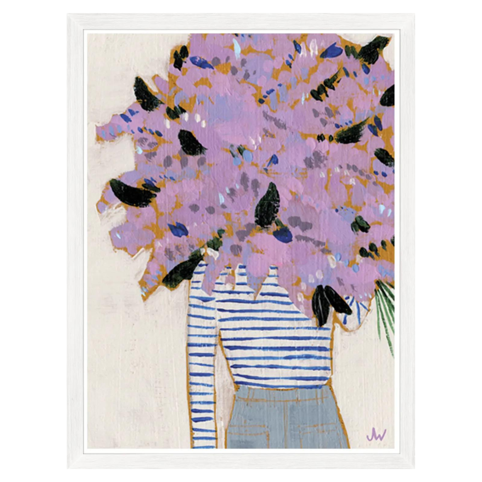 Violet Floral Style Framed Art Print - Rug & Weave