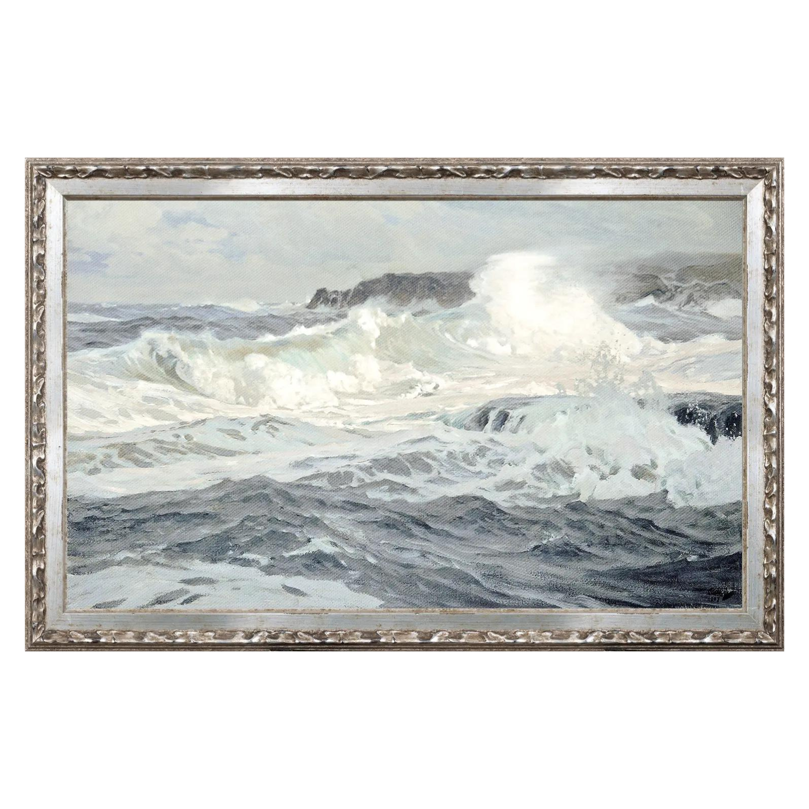 "Stormy Waves Petite Scape” Framed Art Print