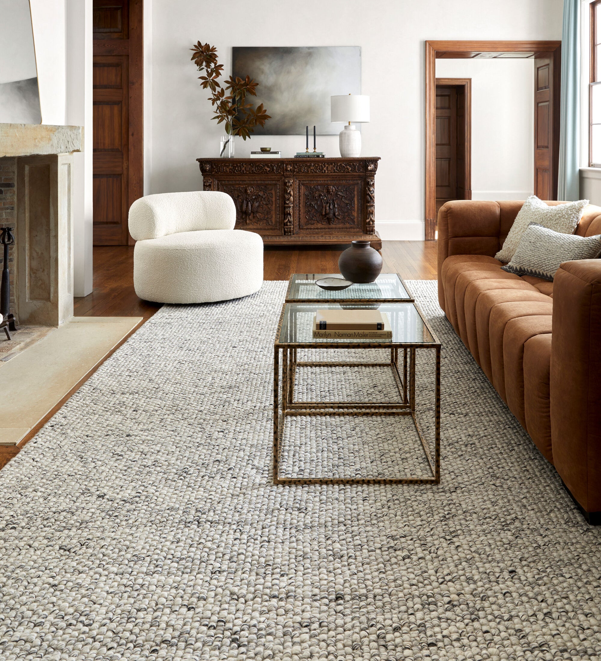 Lucy Charcoal Handwoven Rug RUGS - wool Surya