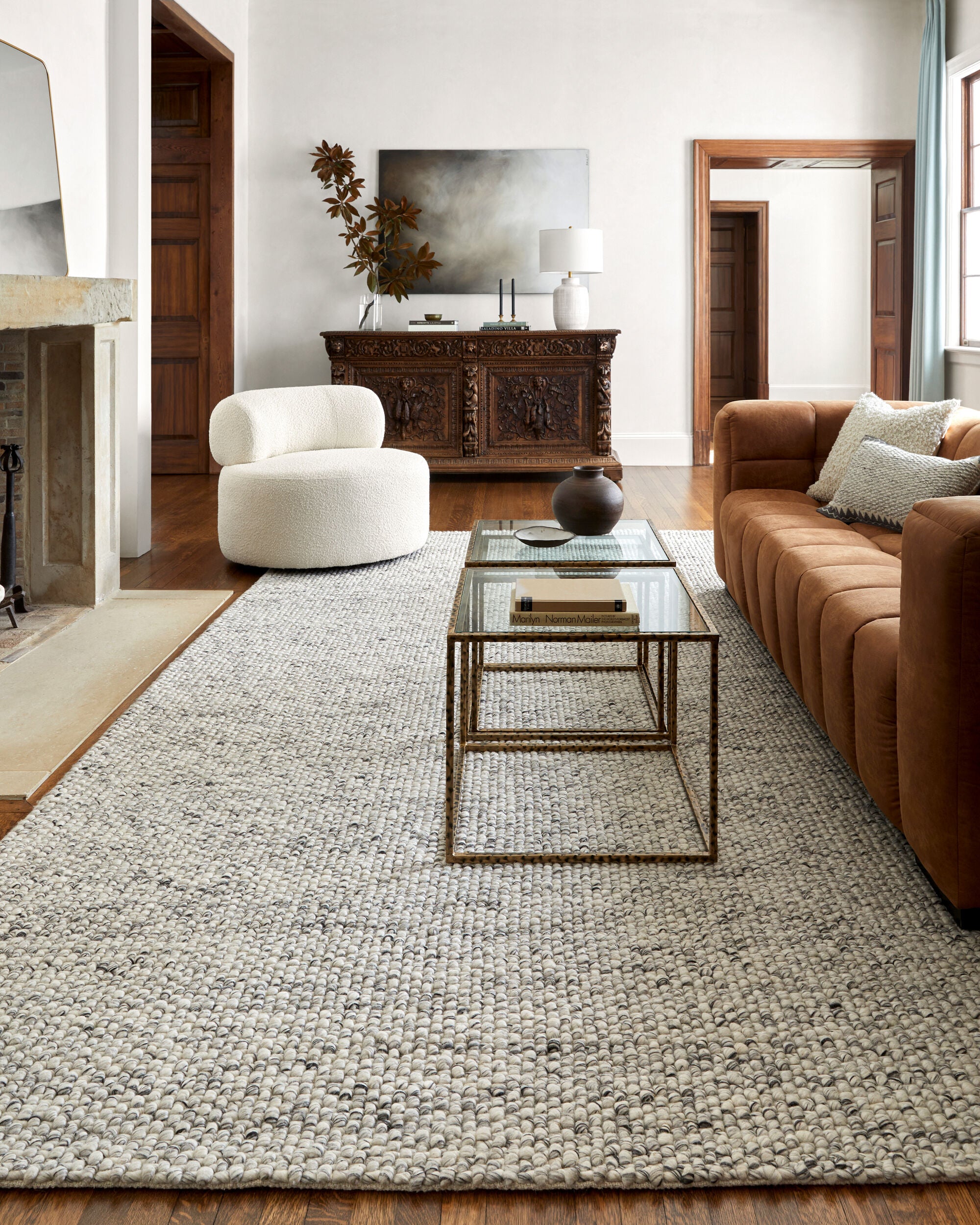 Lucy Charcoal Handwoven Rug RUGS - wool Surya