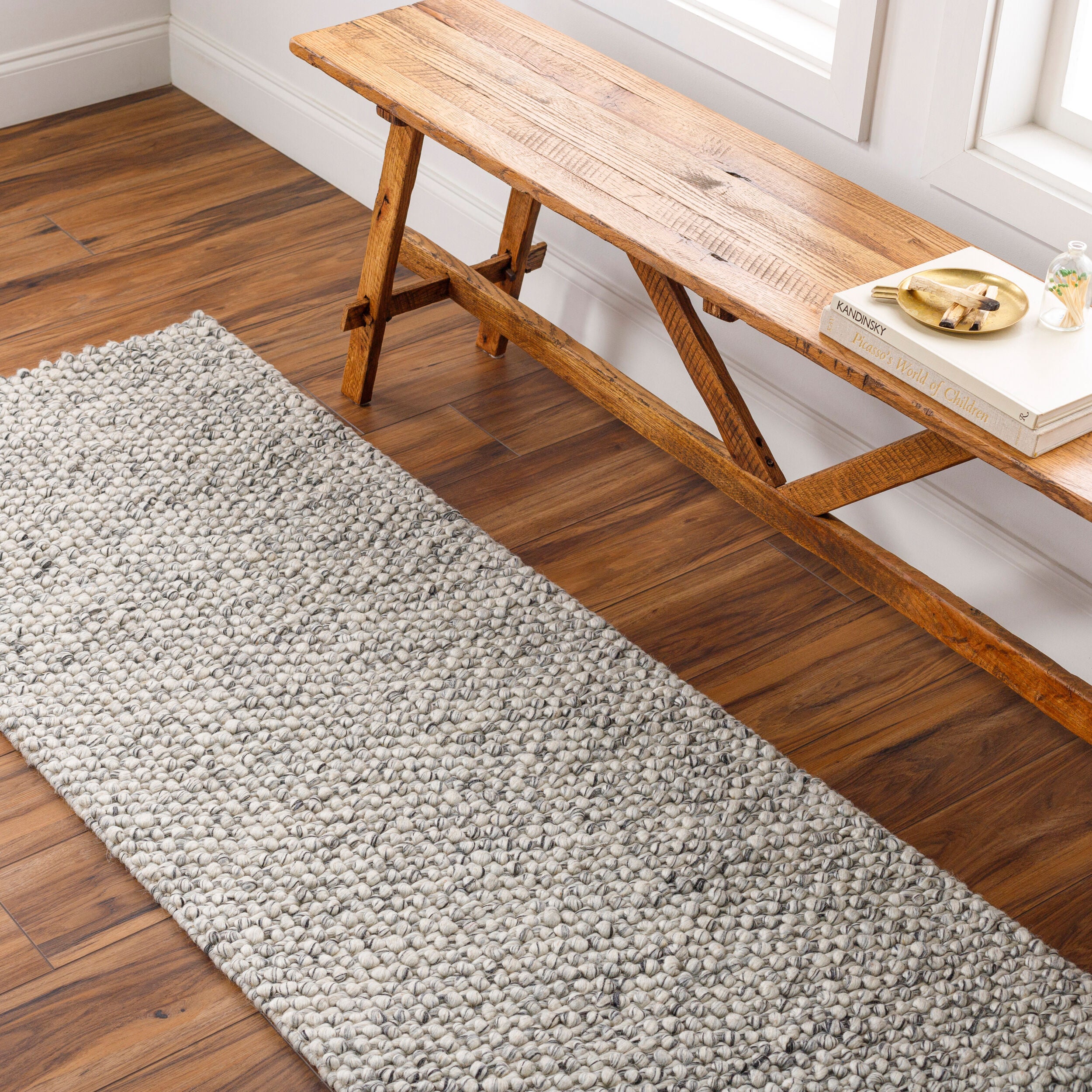 Lucy Charcoal Handwoven Rug RUGS - wool Surya