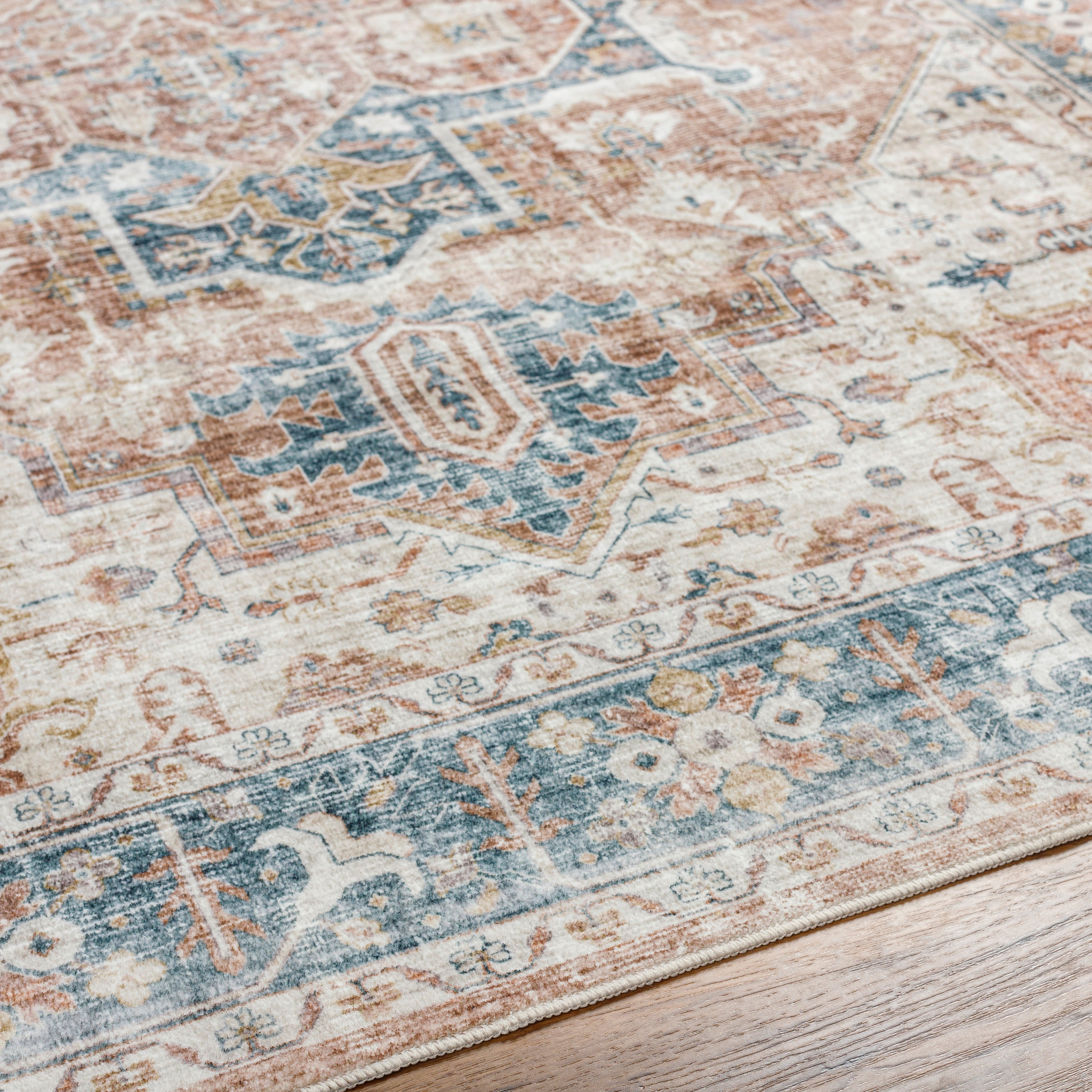 Laverne Denim / Rose Washable Rug 1 - RUGS - patterned Surya
