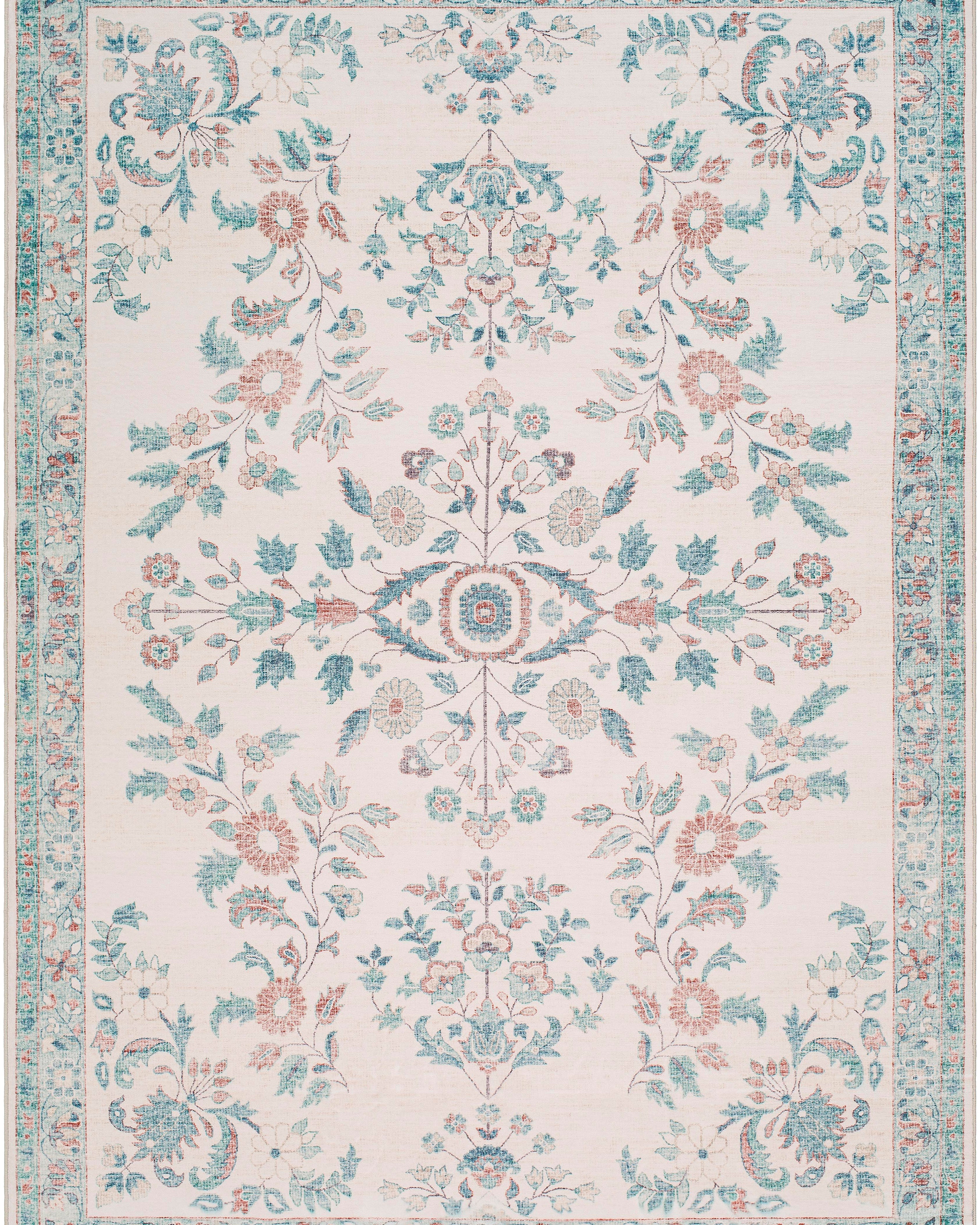 Laverne Floral Ivory Washable Rug 1 - RUGS - patterned Surya