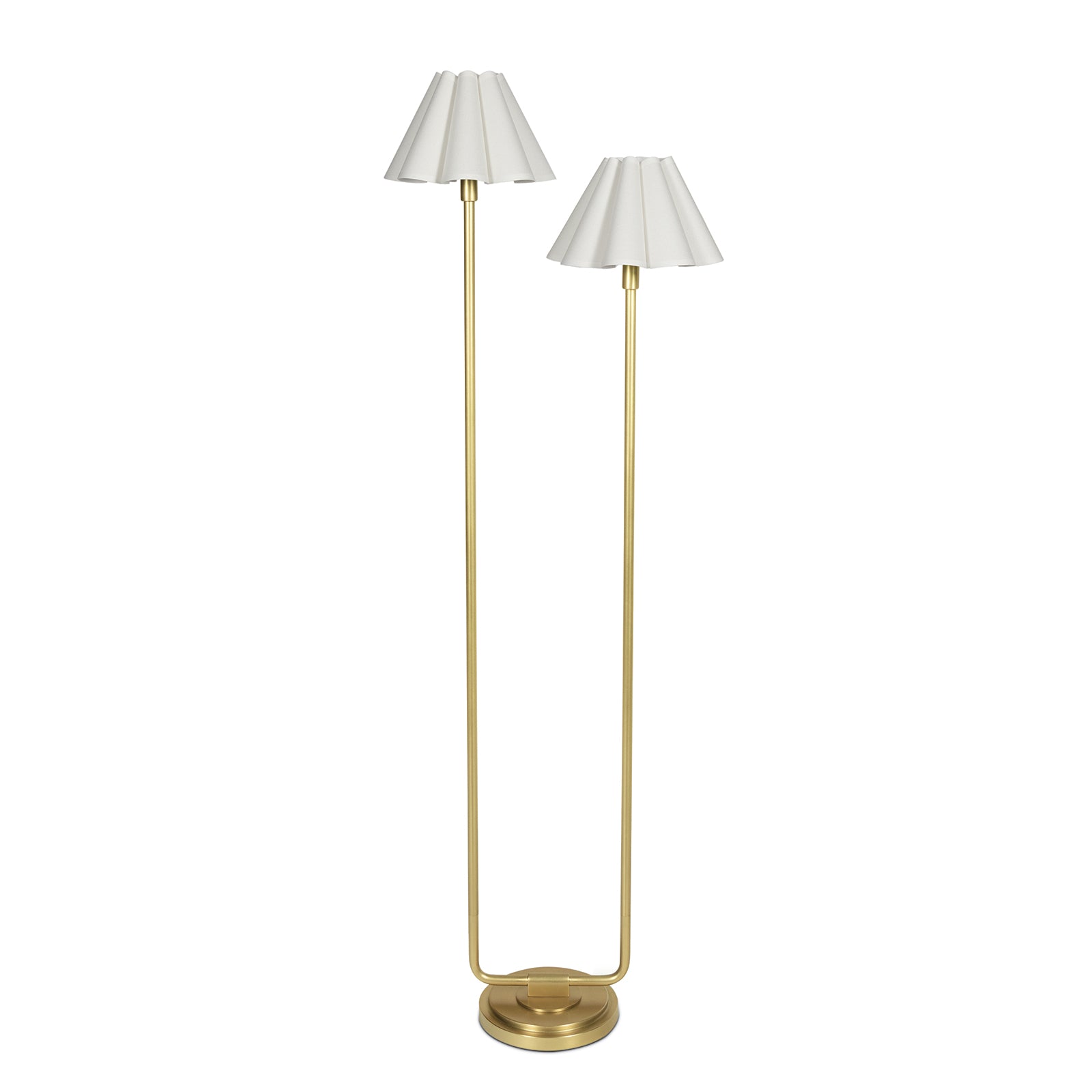 Polly Floor Lamp (Natural Brass with White Scalloped Shade) - Rug & Weave