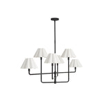 Polly Metal Chandelier (Blackened Brass with White Scalloped Shade)