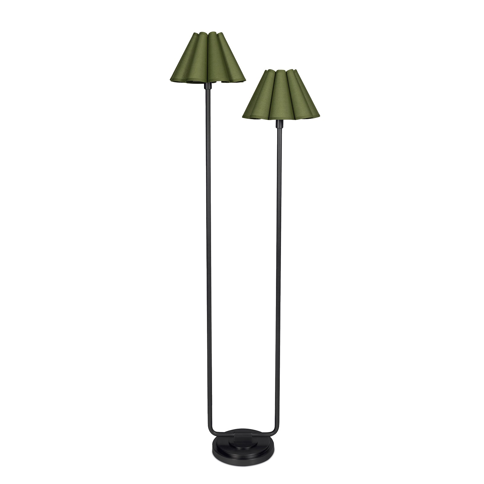 Polly Floor Lamp (Blackened Brass with Green Scalloped Shade) - Rug & Weave