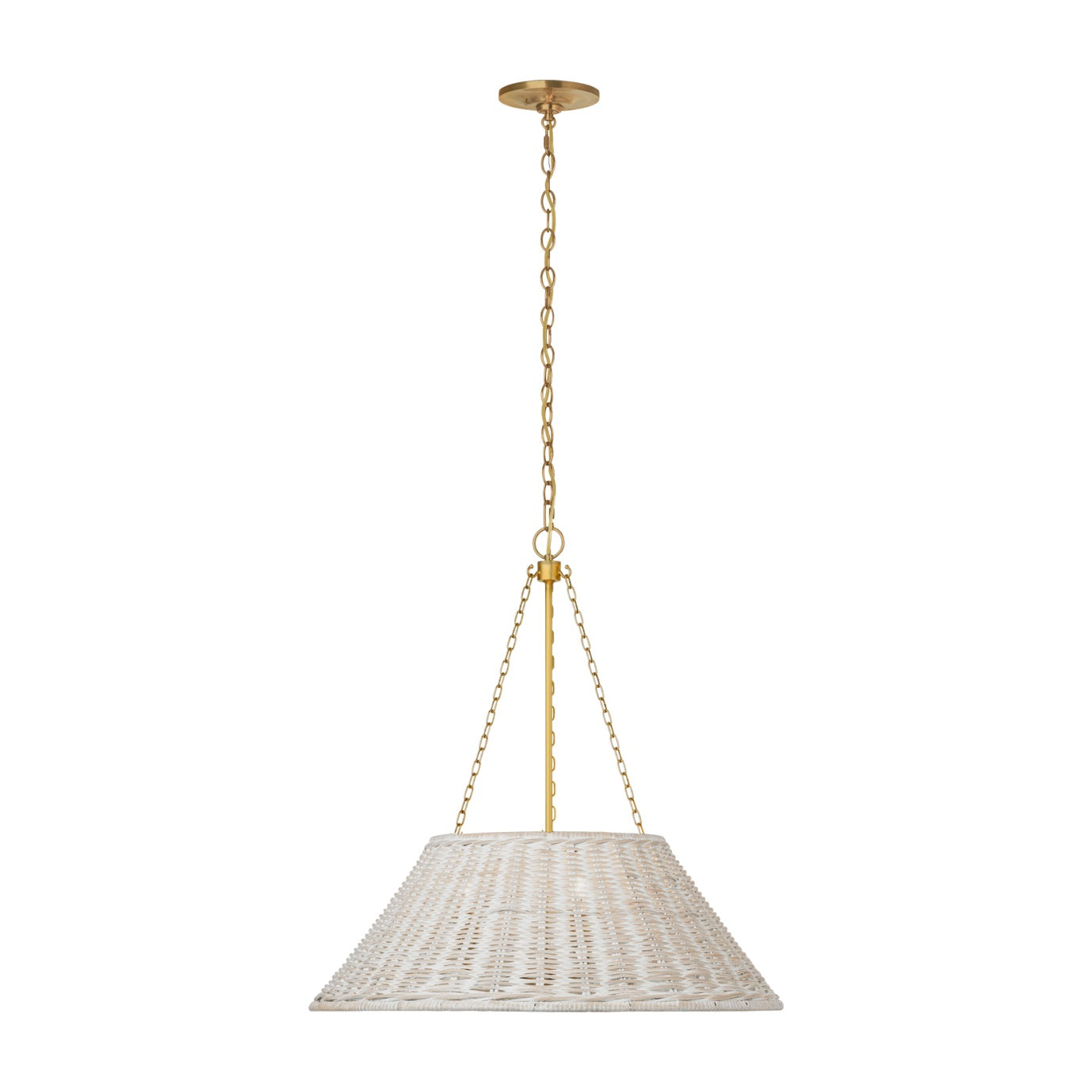 Corinne 24" Wrapped Hanging Shade Visual Comfort Soft Brass White Wicker