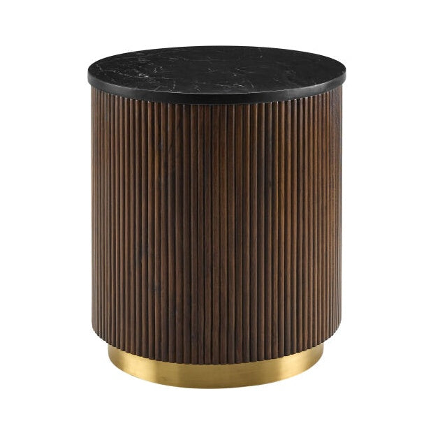 Nestor End Table FURNITURE - end table Surya Black Marble/Dark Brown
