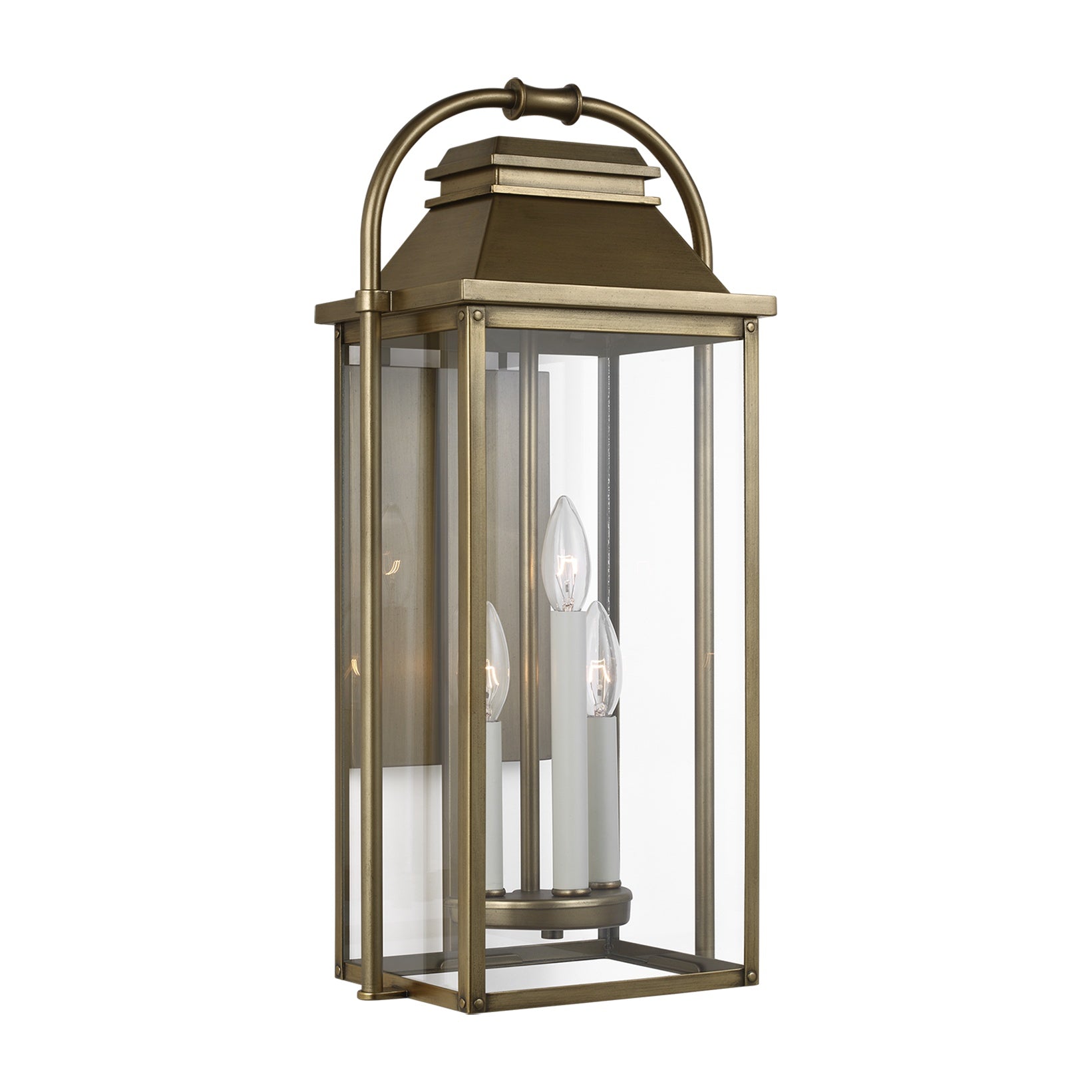 Wellsworth Medium Lantern LIGHTING - outdoor fixture Visual Comfort - Studio Distressed Brass