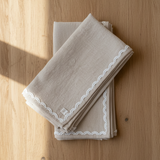 Oatmeal Linen Napkin Set with Lace Trim napkin set Rug & Weave