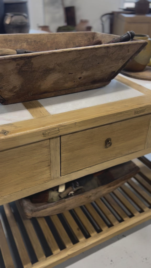Sawyer Reclaimed Wood Island with Marble inserts 7 - FURNITURE - sideboard/cabinet Hauer Market