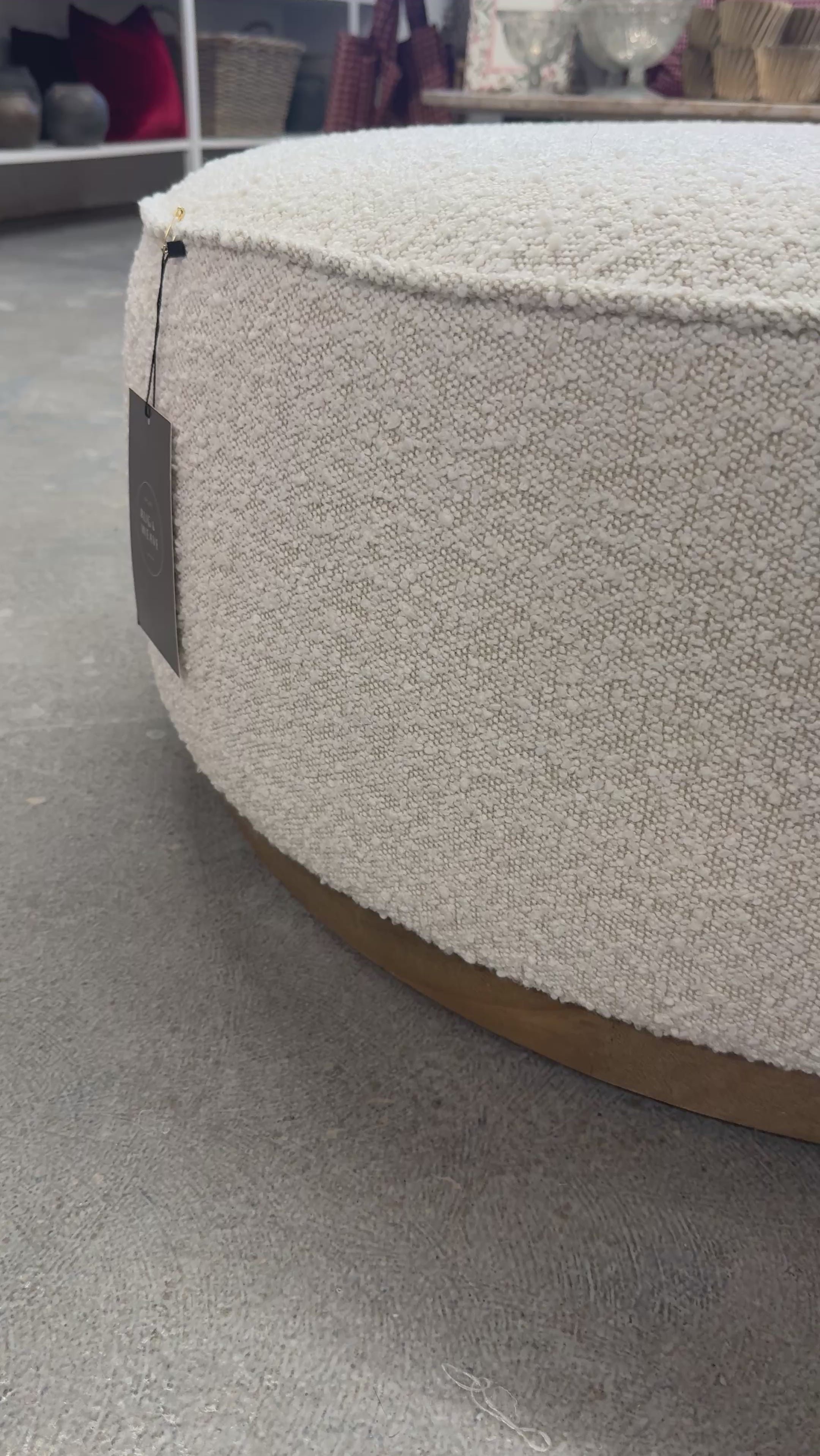 FLOOR MODEL - Sinclair Large Round Ottoman - Knoll Natural FURNITURE - floor model Four Hands