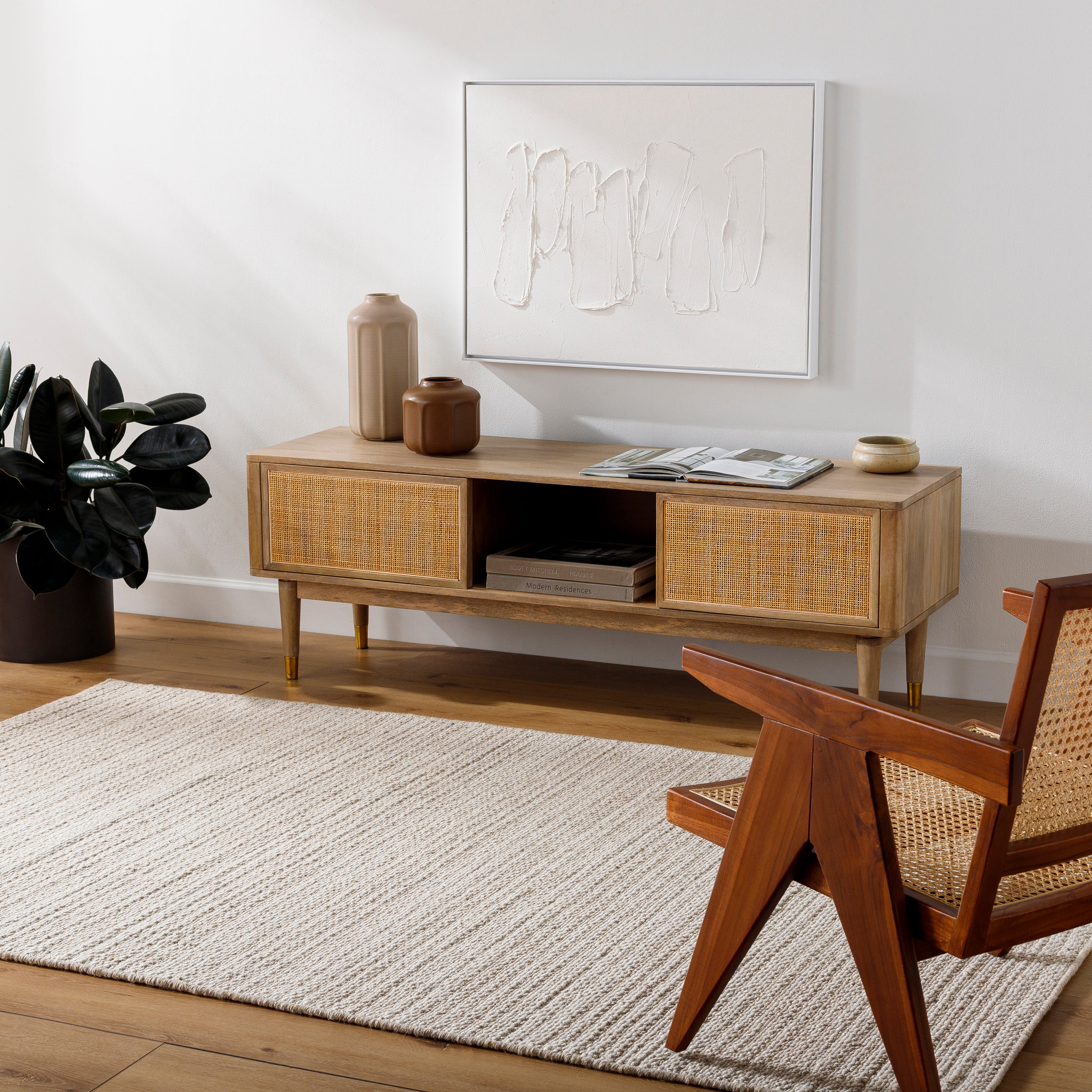 RIvaro Oatmeal Hand Loomed Rug RUGS - wool Surya