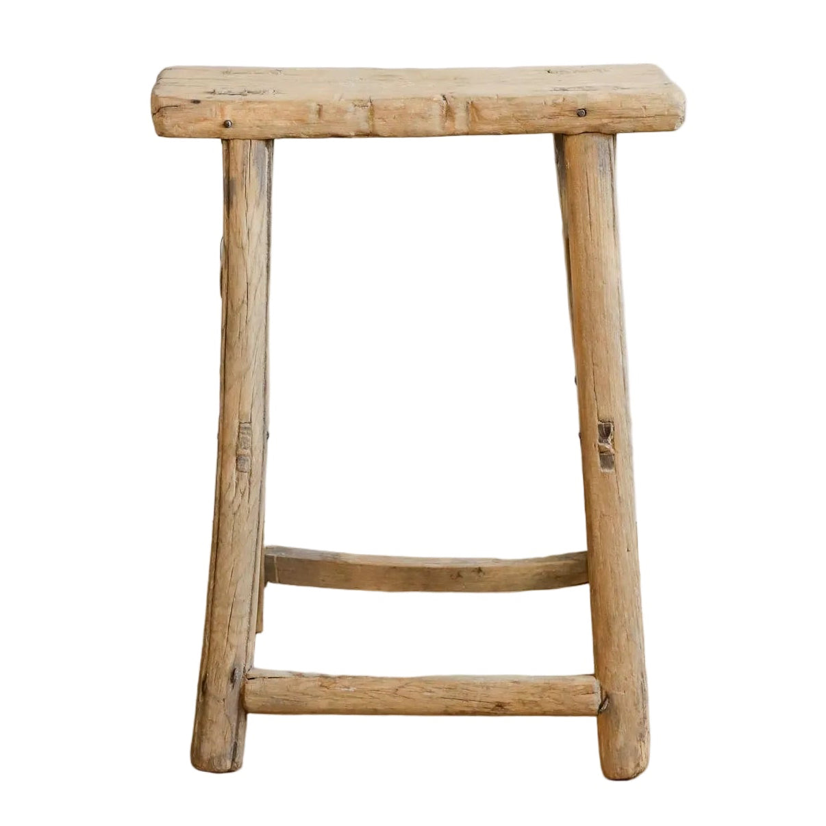 Mabel Vintage Elm Wood Accent Table/Stool - Natural 5-VINTAGE-end table Hauer Market