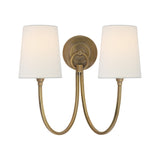 Reed Double Sconce LIGHTING - sconce Visual Comfort Hand-Rubbed Antique Brass
