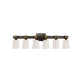 Bryant Six-Light Linear Bath Sconce LIGHTING - sconce Visual Comfort - Signature Bronze and Hand-Rubbed Antique Brass