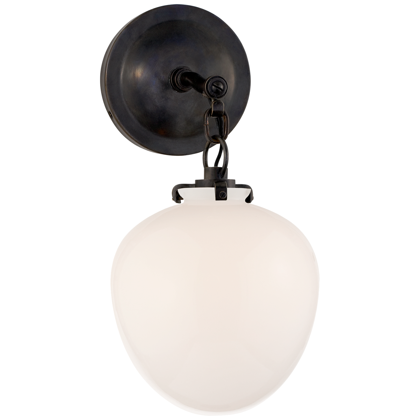 Katie Small Acorn Sconce LIGHTING - sconce Visual Comfort - Signature Bronze White Glass