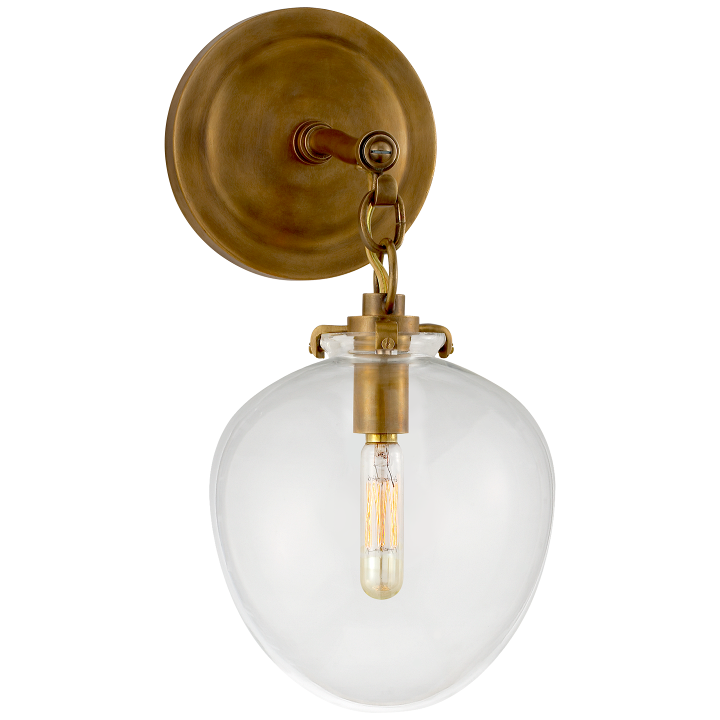 Katie Small Acorn Sconce LIGHTING - sconce Visual Comfort - Signature Hand-Rubbed Antique Brass Seeded Glass