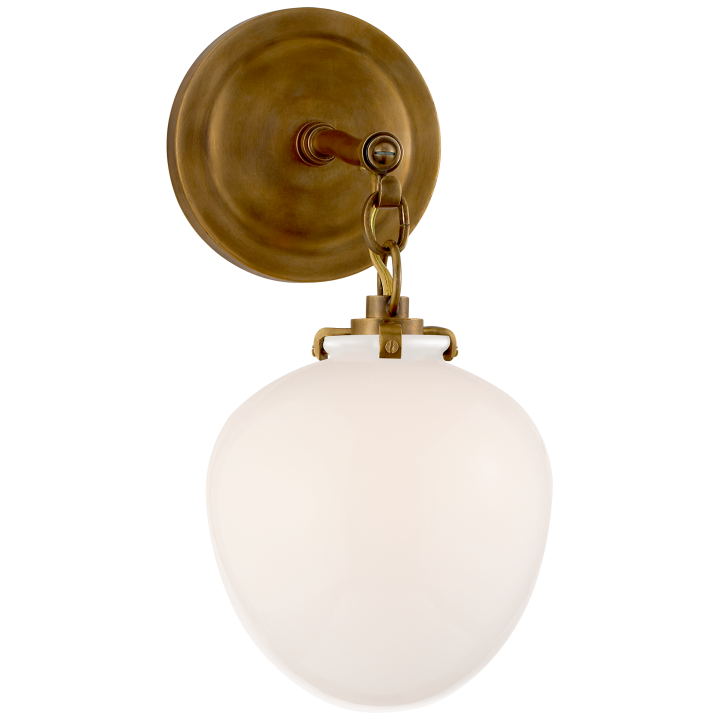 Katie Small Acorn Sconce LIGHTING - sconce Visual Comfort - Signature Hand-Rubbed Antique Brass White Glass