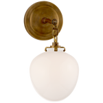 Katie Small Acorn Sconce LIGHTING - sconce Visual Comfort - Signature Hand-Rubbed Antique Brass White Glass