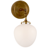 Katie Small Acorn Sconce LIGHTING - sconce Visual Comfort - Signature Hand-Rubbed Antique Brass White Glass