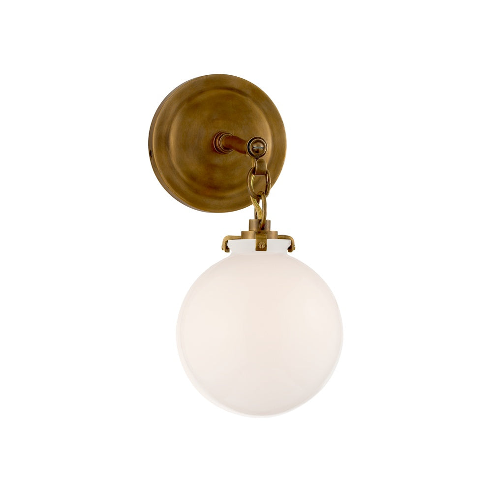 Katie Small Globe Sconce LIGHTING - sconce Visual Comfort - Signature Antique Brass White Glass