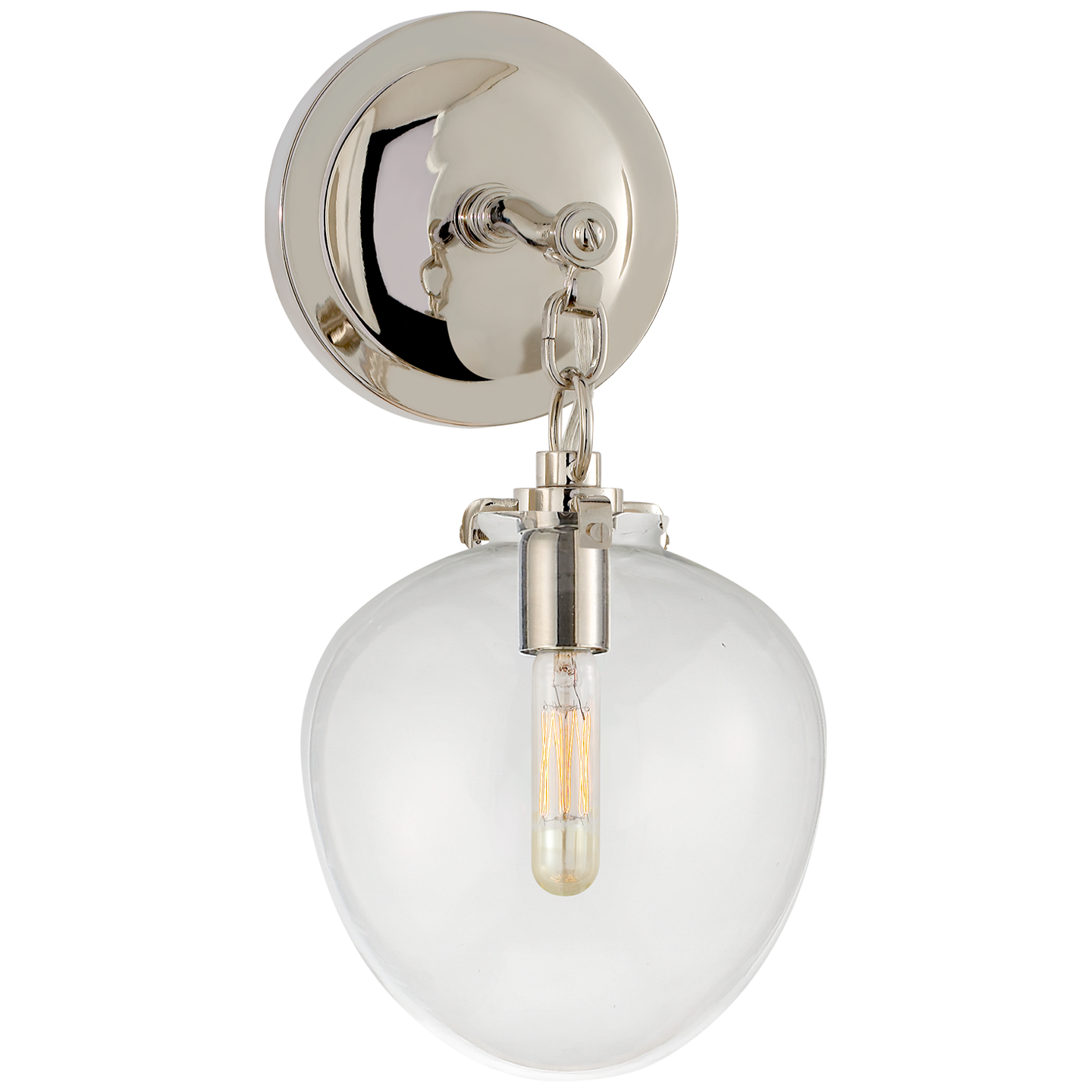 Katie Small Acorn Sconce LIGHTING - sconce Visual Comfort - Signature Polished Nickel Seeded Glass