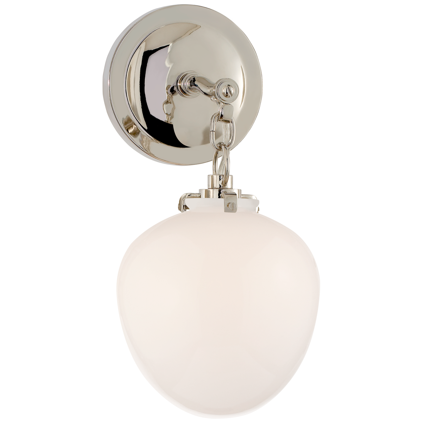 Katie Small Acorn Sconce LIGHTING - sconce Visual Comfort - Signature Polished Nickel White Glass