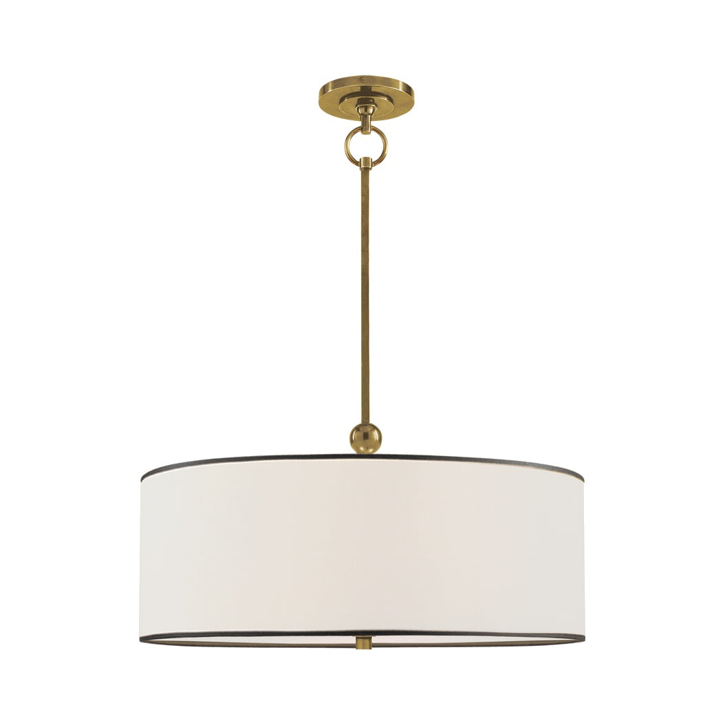 Reed Hanging Shade LIGHTING - pendant Visual Comfort Hand-Rubbed Antique Brass 22" x 22" X 7.5" Linen with Black Trim