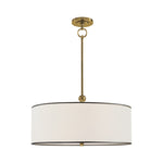Reed Hanging Shade LIGHTING - pendant Visual Comfort Hand-Rubbed Antique Brass 22" x 22" X 7.5" Linen with Black Trim