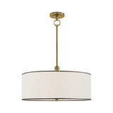 Reed Hanging Shade LIGHTING - pendant Visual Comfort Hand-Rubbed Antique Brass 22" x 22" X 7.5" Linen with Black Trim