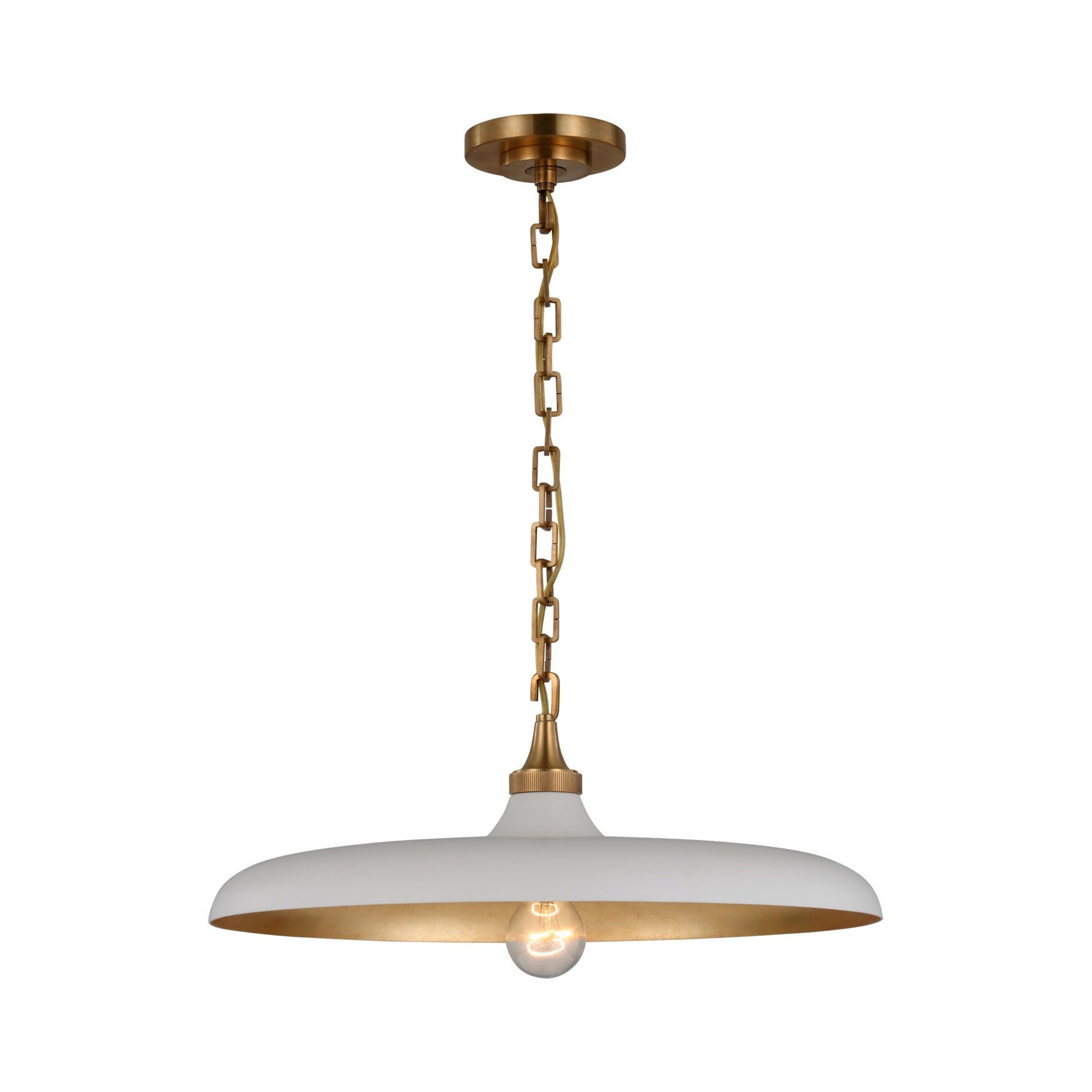 Piatto Medium Pendant LIGHTING - pendant Visual Comfort Hand-Rubbed Antique Brass Plaster White