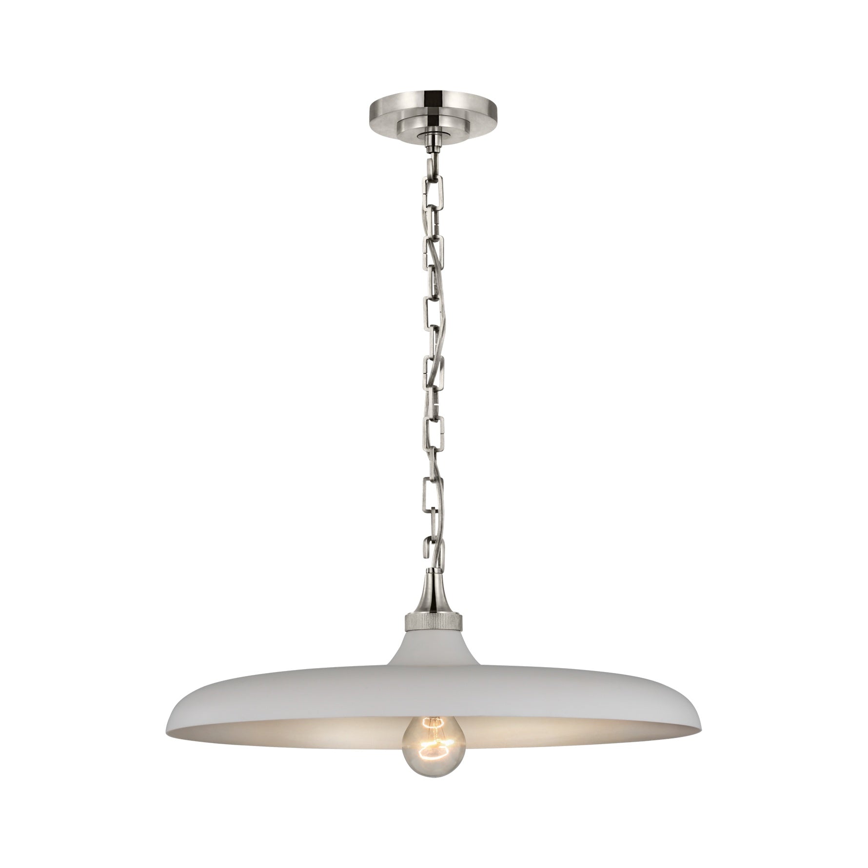 Piatto Medium Pendant LIGHTING - pendant Visual Comfort Polished Nickel Plaster White