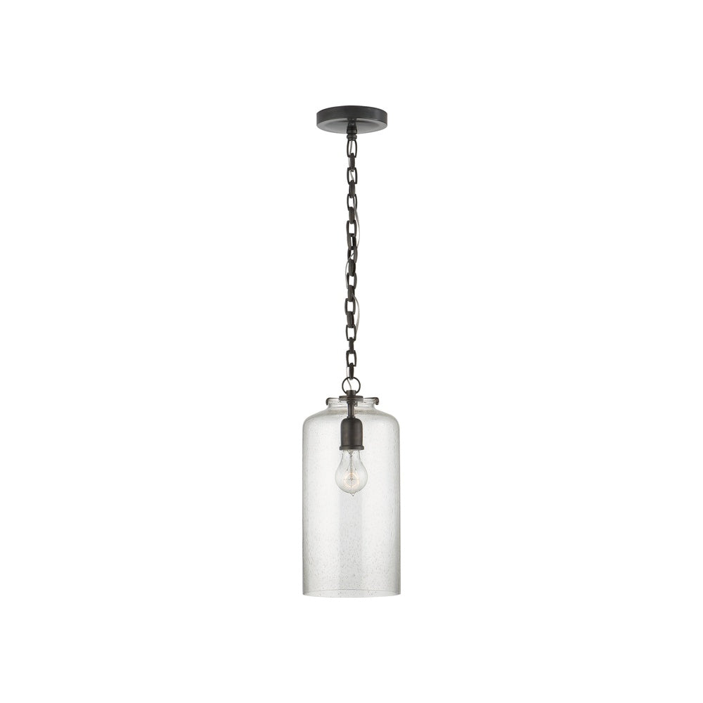 Katie Cylinder Pendant LIGHTING - pendant Visual Comfort - Signature Bronze Seeded Glass