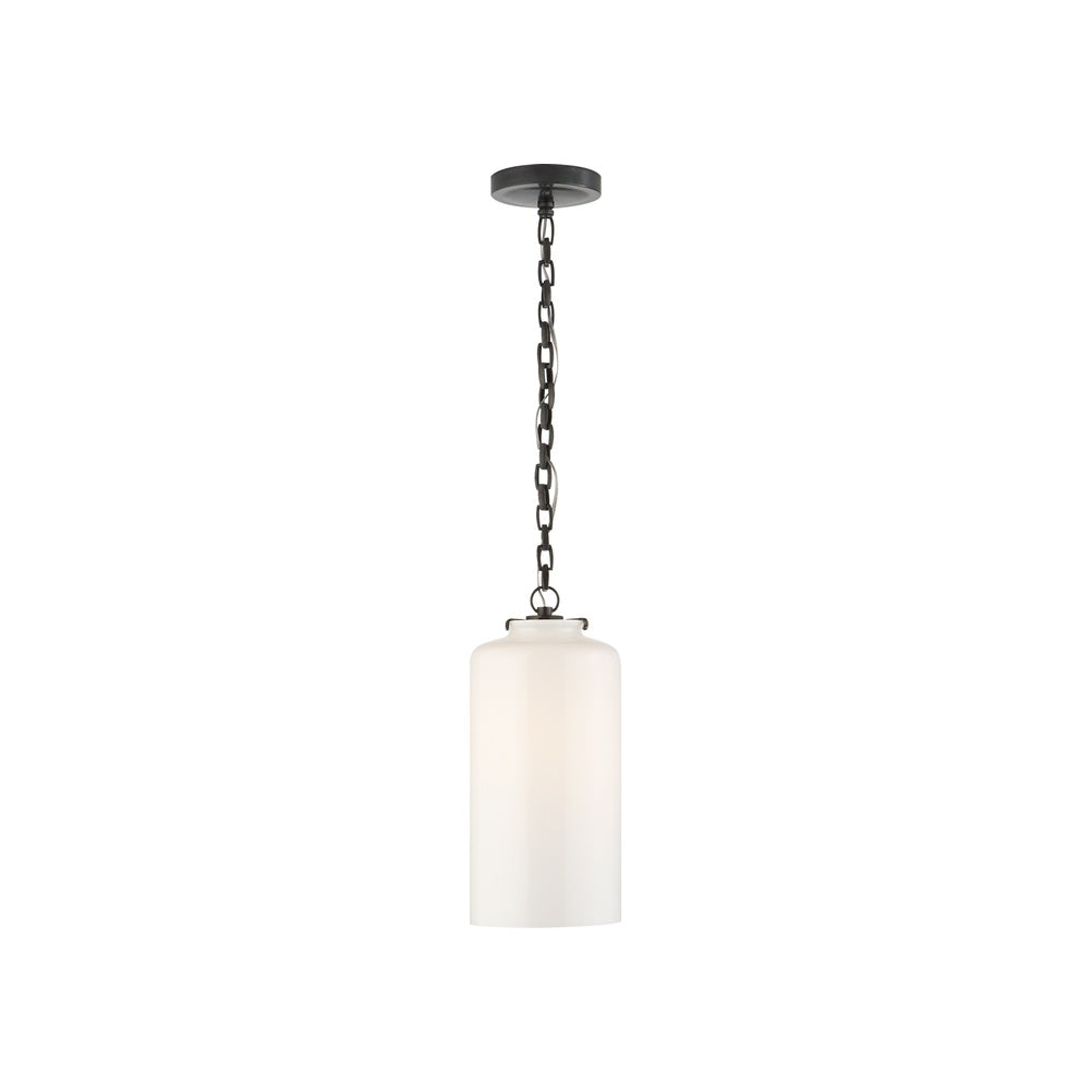 Katie Cylinder Pendant LIGHTING - pendant Visual Comfort - Signature Bronze White Glass