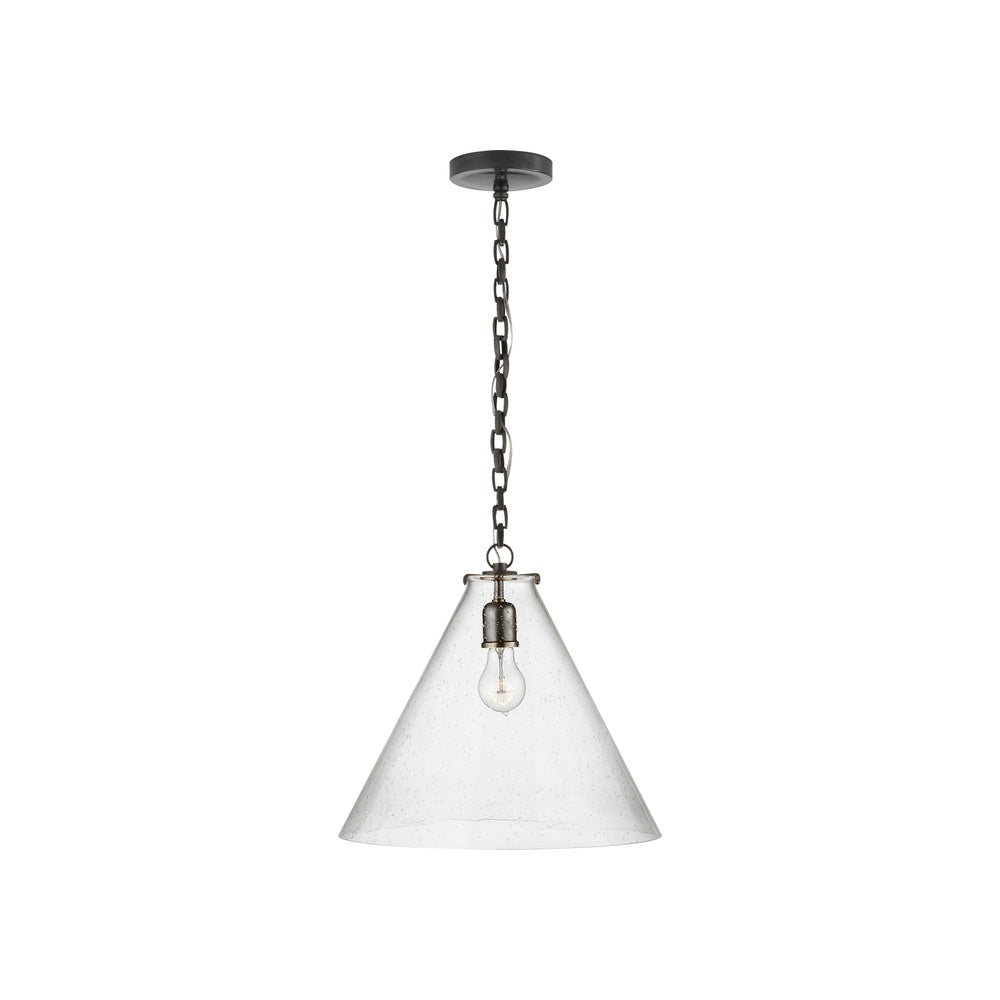 Katie Conical Pendant LIGHTING - pendant Visual Comfort - Signature Bronze Seeded Glass